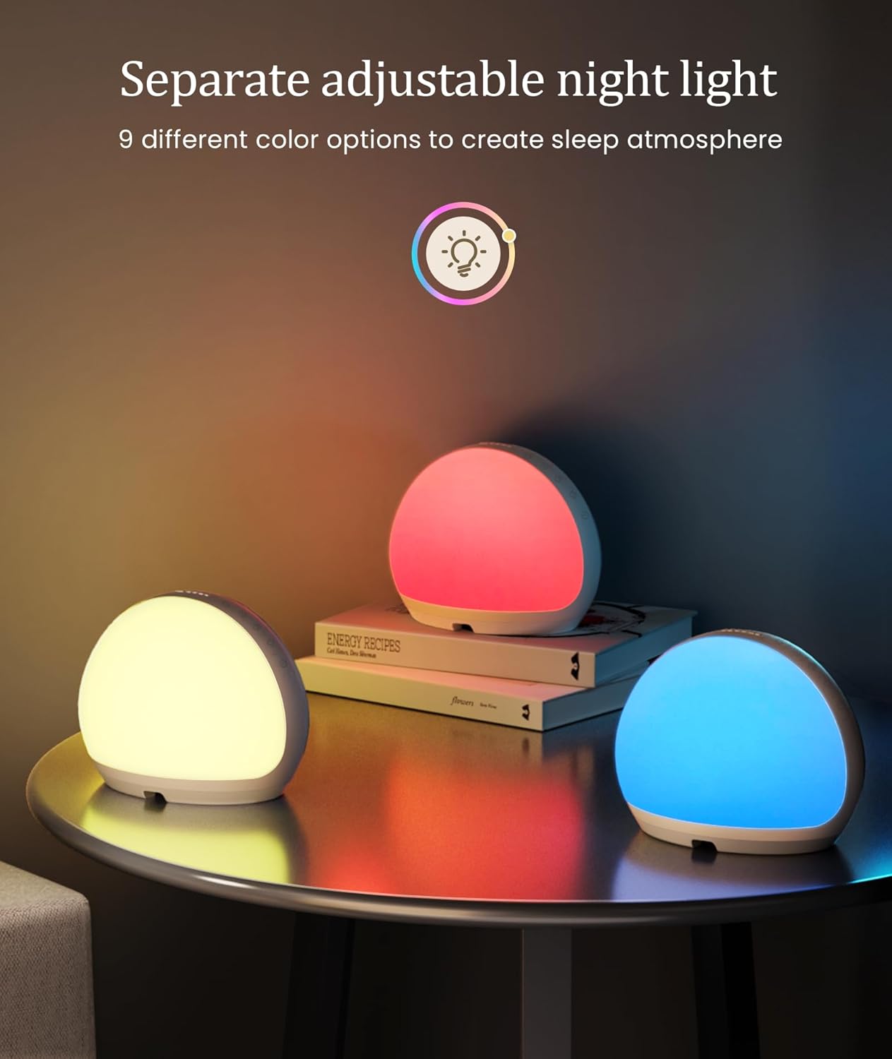 Dreamegg Sound Machine Alarm Clock with 27 Sounds and 9 Night Lights