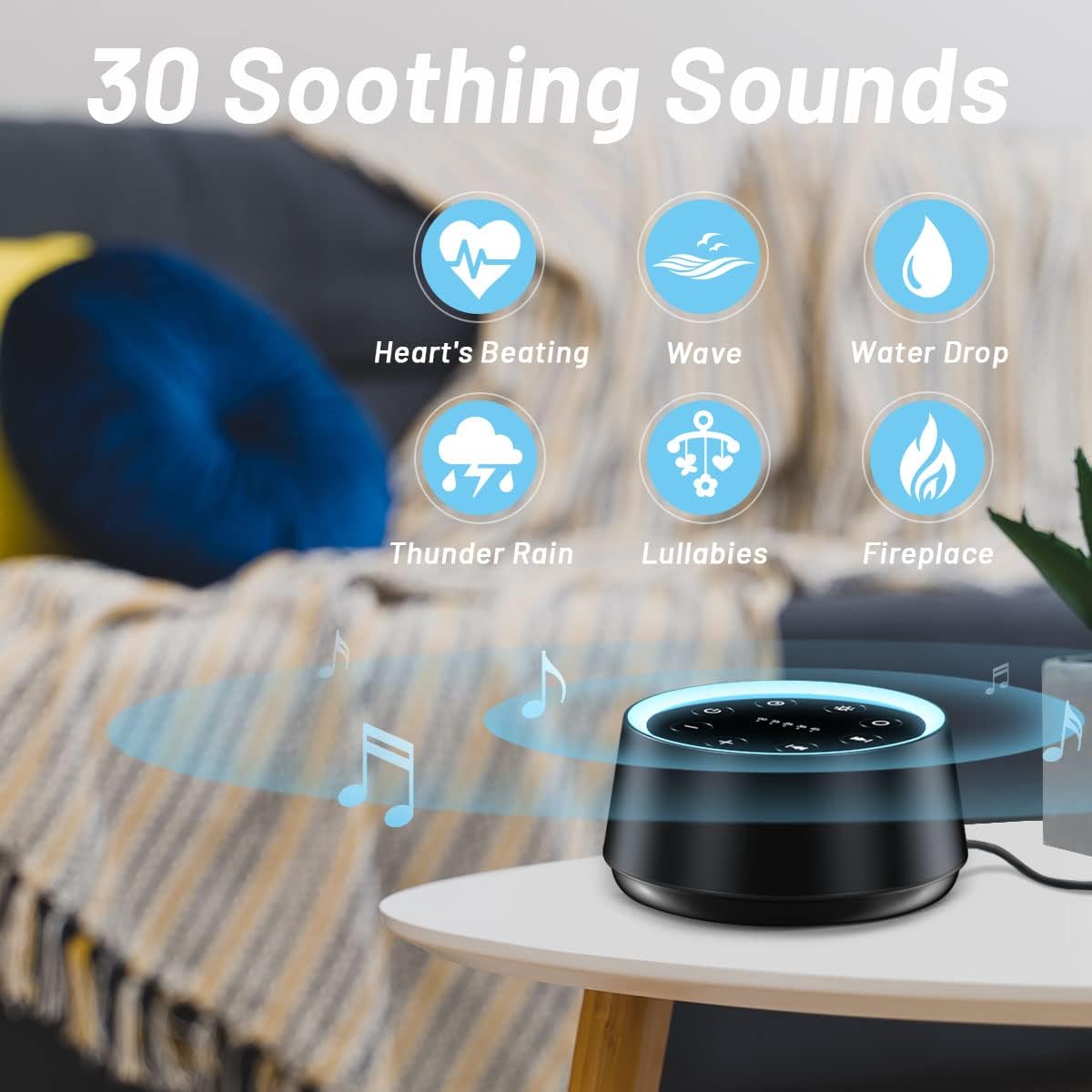 EasyHome Sleep Sound Machine with 30 Sounds and Night Light