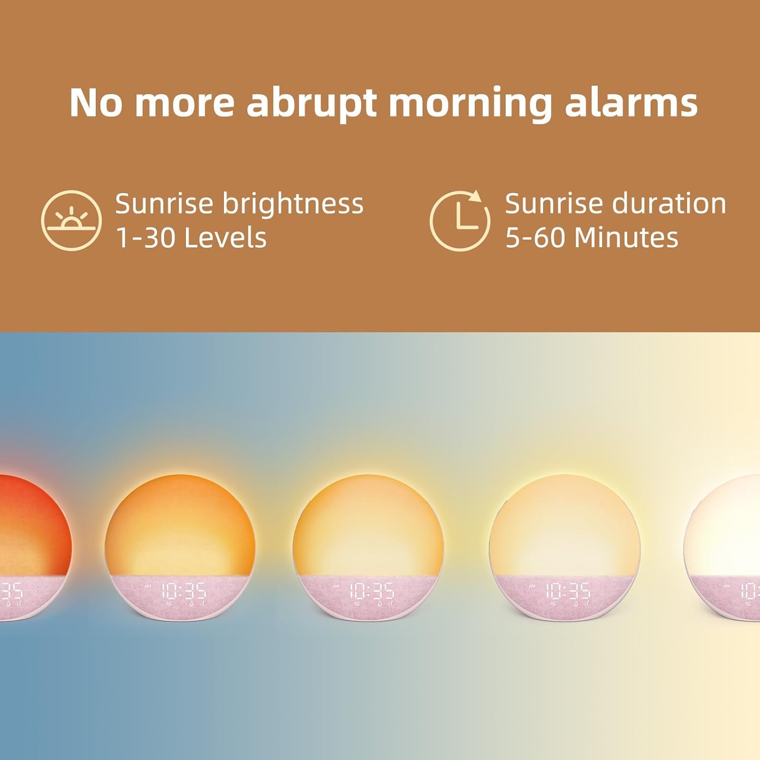 Odokee Sunrise Alarm Clock with White Noise and Bluetooth Speaker