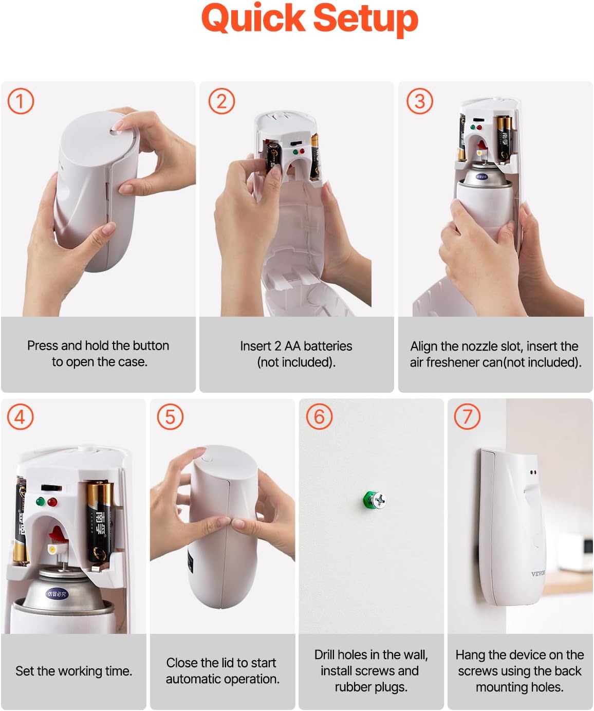 VEVOR Automatic Air Freshener Spray Dispenser 2 Pack