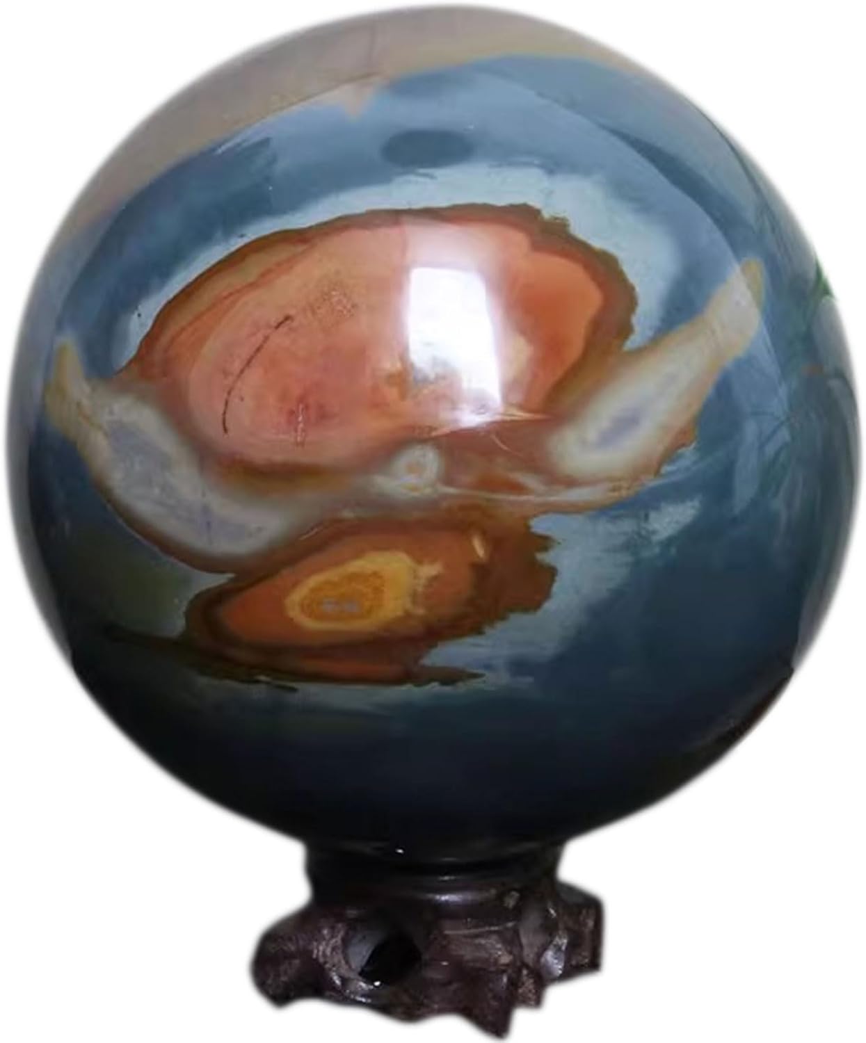 Ocean Jasper Healing Crystal Sphere with Stand 28 Inch