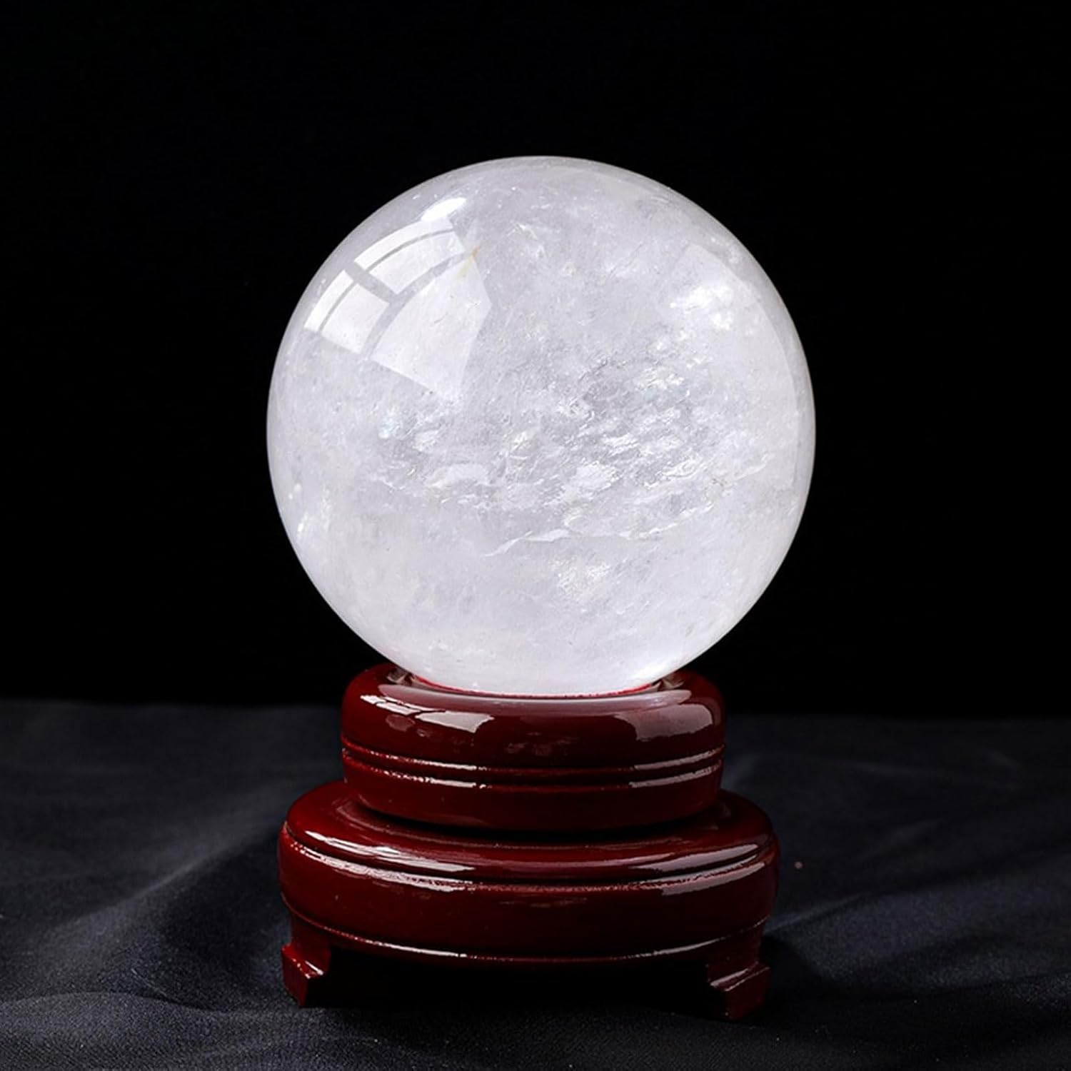 Clear Quartz Crystal Ball with Stand 7cm Natural White Stone Sphere