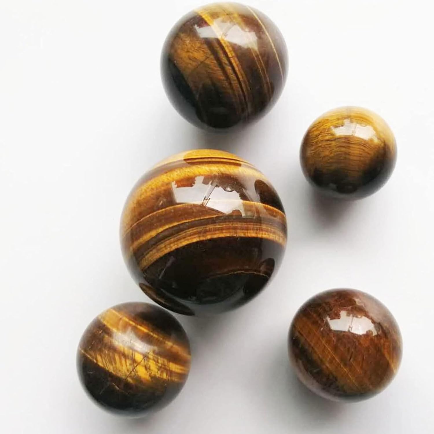 Natural Tiger Eyes Crystal Sphere Feng Shui Healing Decor