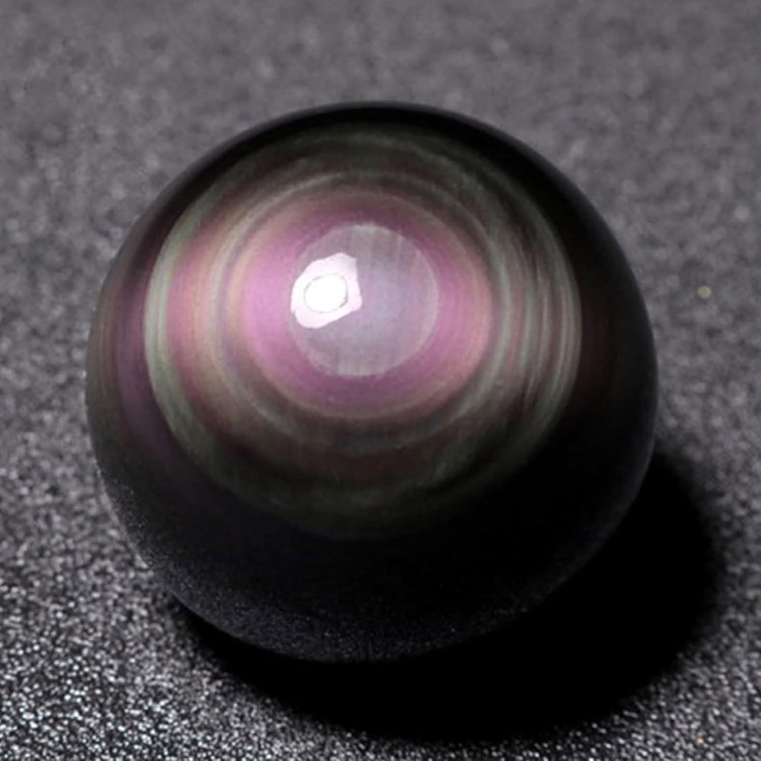 Natural Rainbow Eye Obsidian Crystal Sphere with Stand