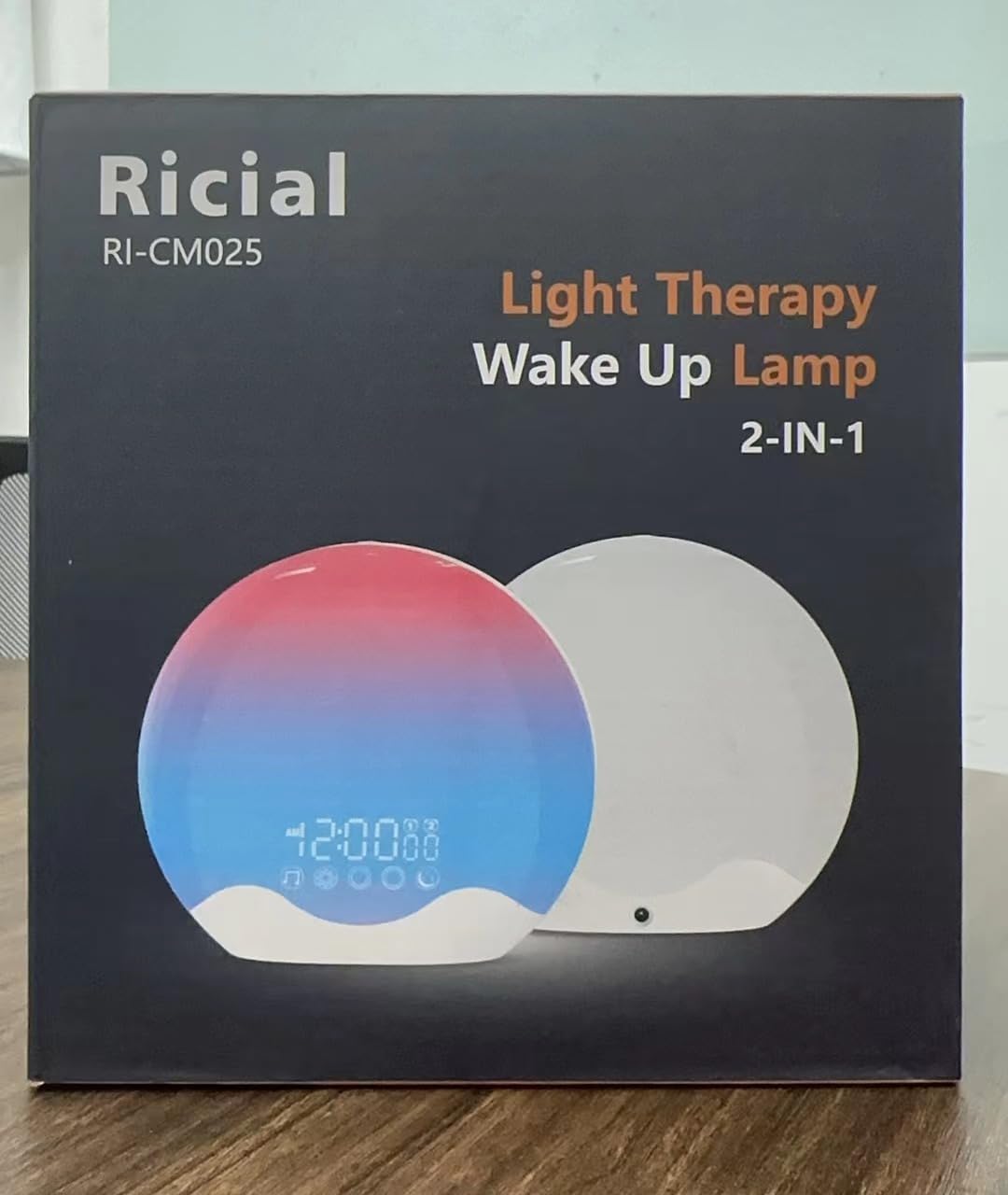 RICIAL Light Therapy Lamp with Dual Alarms and 10000 Lux Light