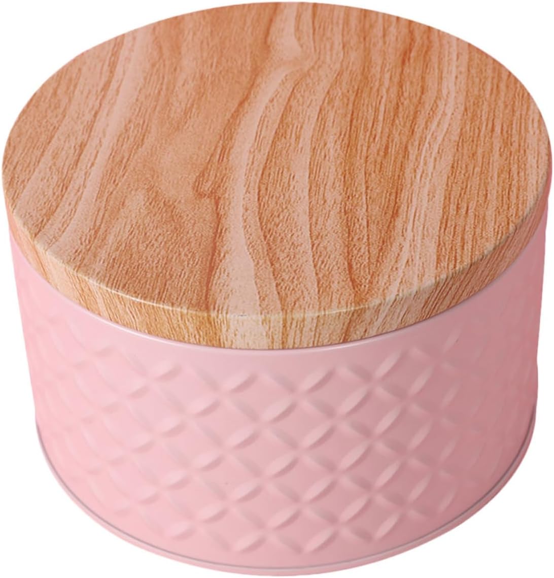 Pink Iron Snack Storage Box with Lid for Cookies and Treats