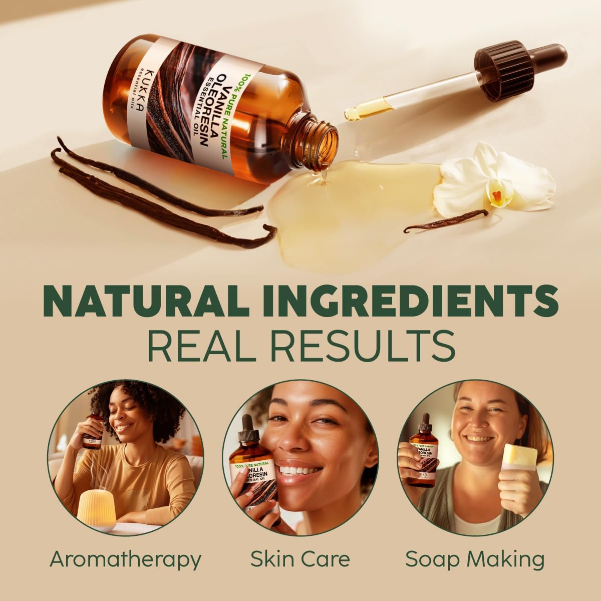 Kukka Vanilla Essential Oil 4 Fl Oz for Diffuser Skin