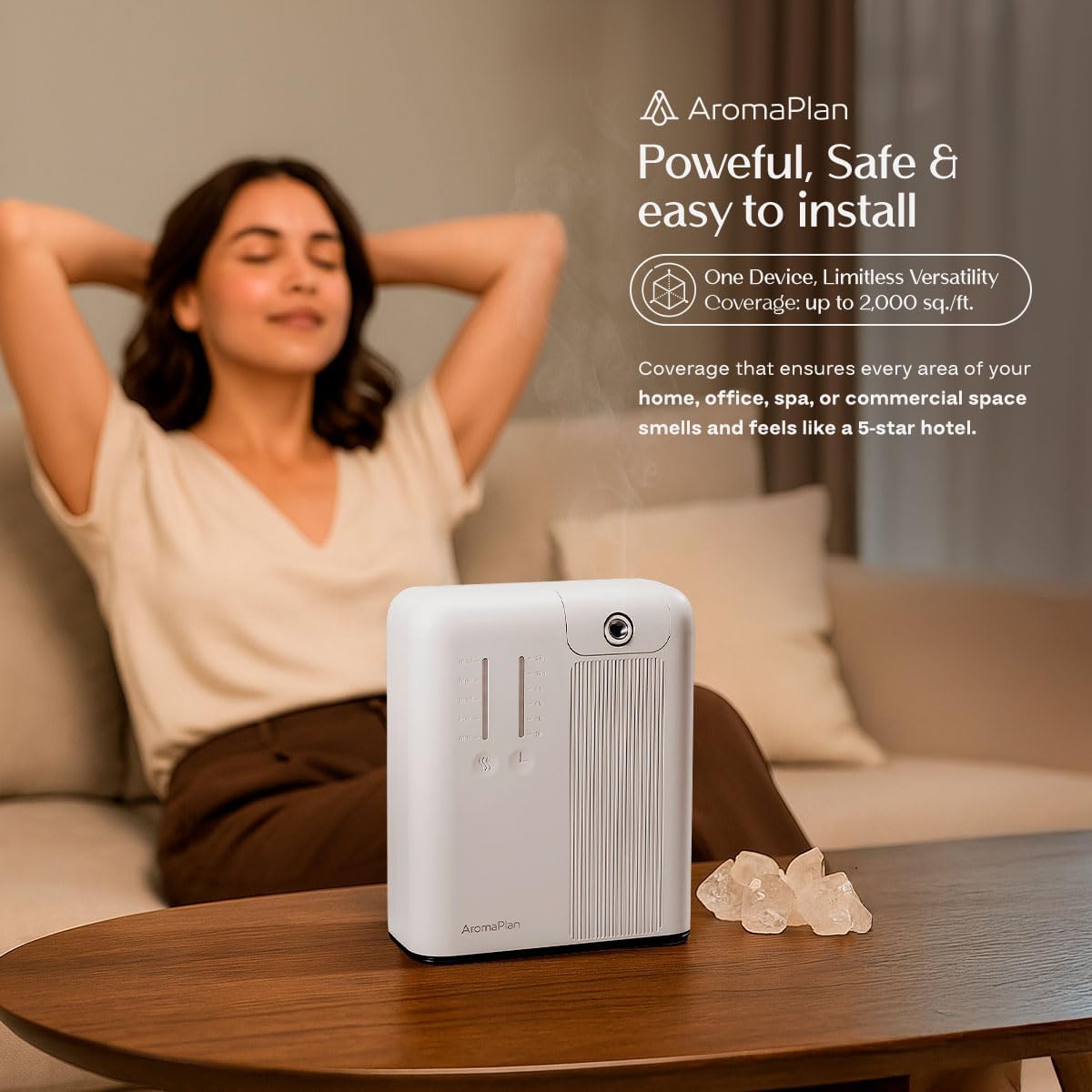 AromaPlan 2025 Waterless HVAC Scent Diffuser 2000 Sq Ft Coverage White