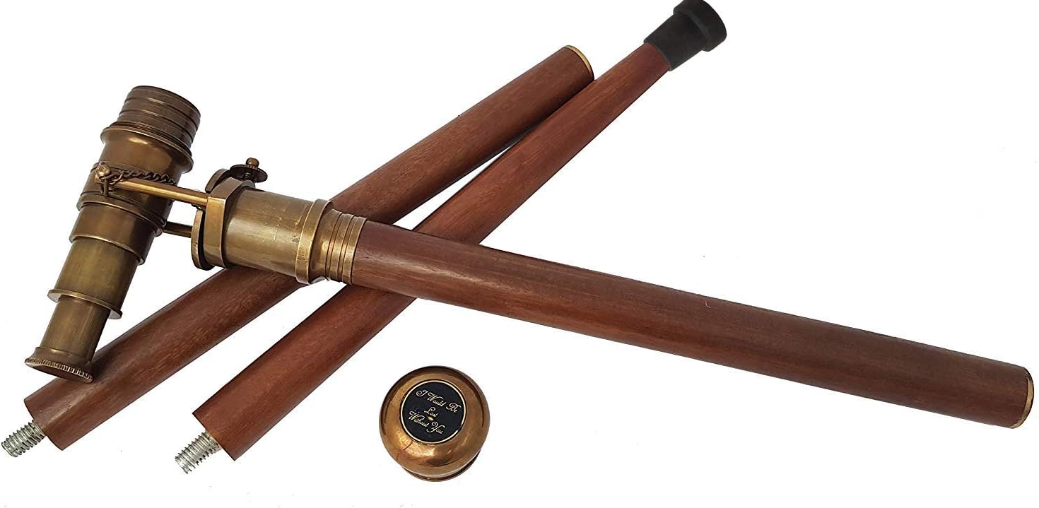 Brass Nautical Telescope Walking Stick with Antique Finish