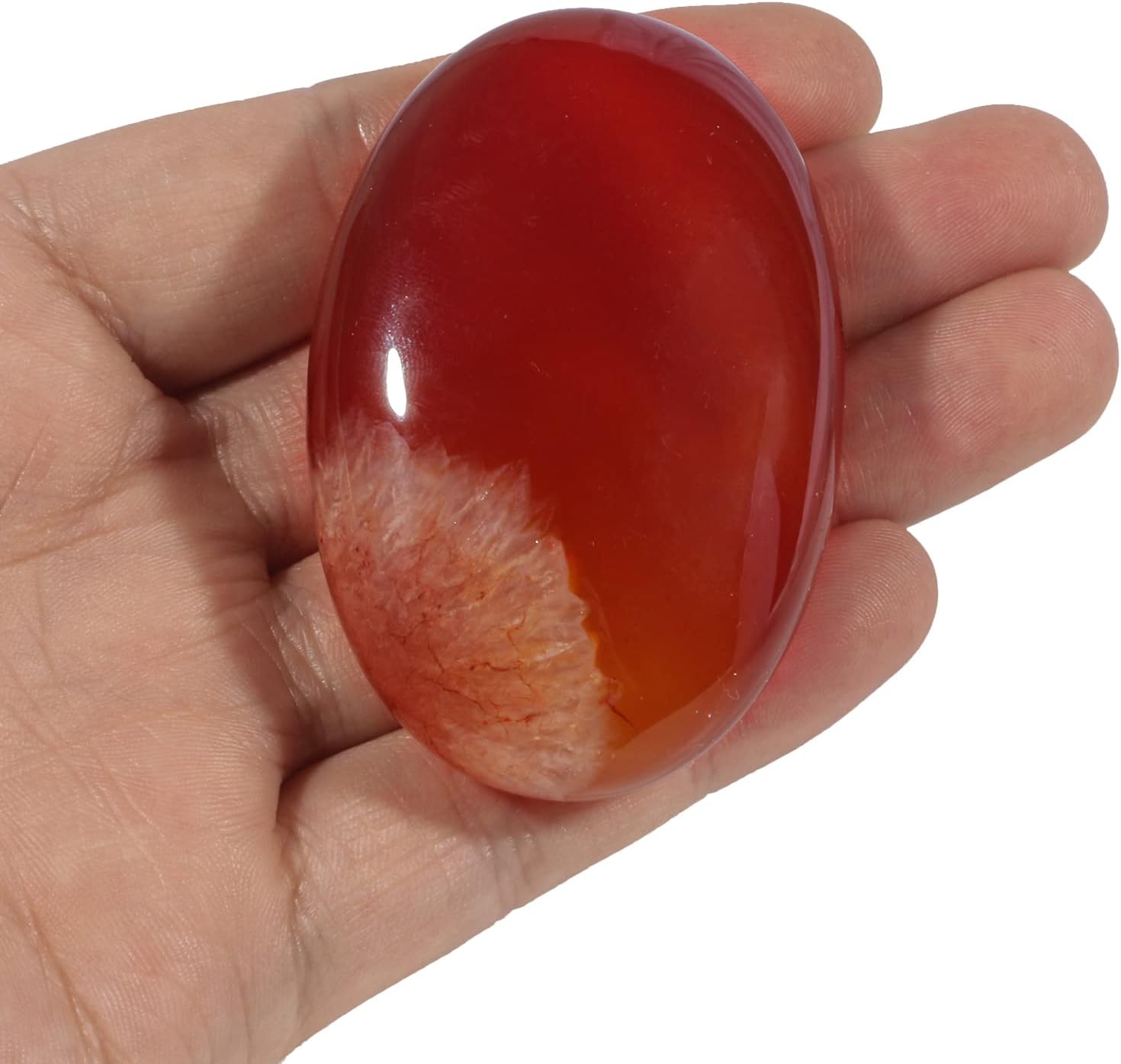 Loveliome Natural Red Agate Oval Worry Stone for Stress Relief