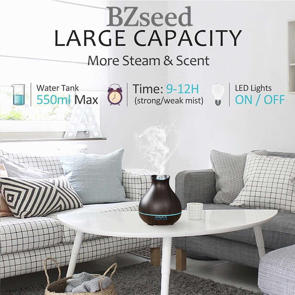 BZseed Aromatherapy Diffuser with Timer and LED Lights