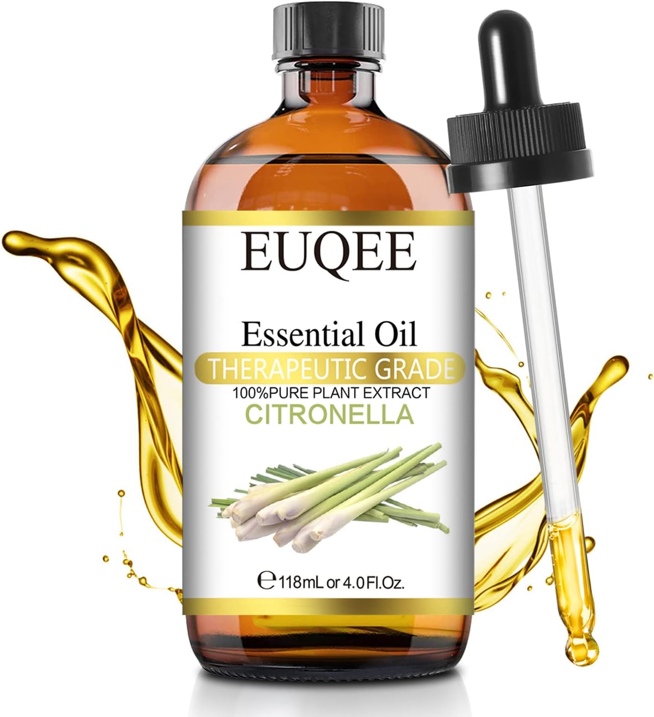 EUQEE Citronella Essential Oil 118ml Glass Dropper Gift Box