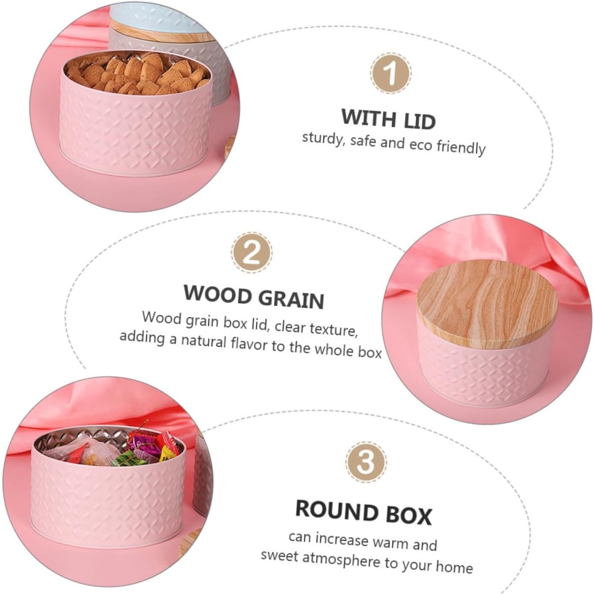 Pink Iron Snack Storage Box with Lid for Cookies and Treats