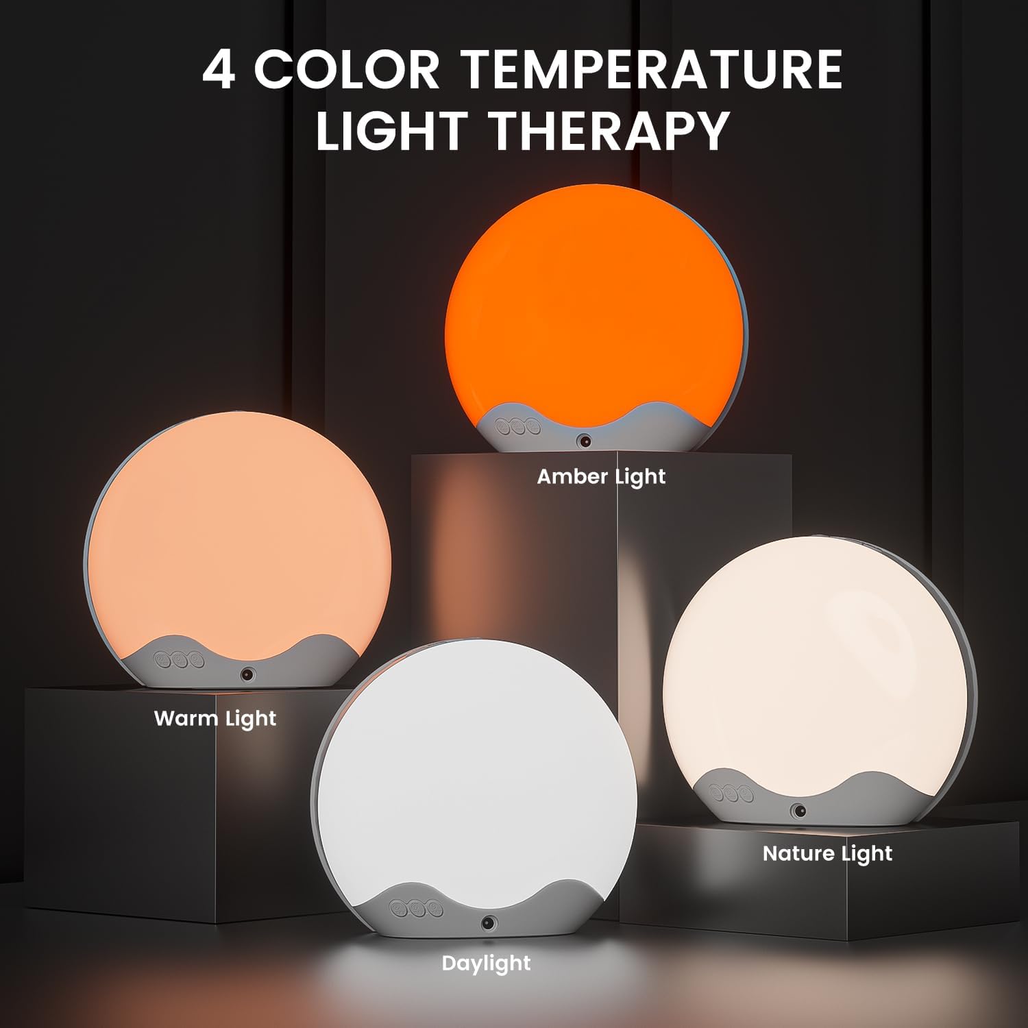 RICIAL Light Therapy Lamp with Dual Alarms and 10000 Lux Light