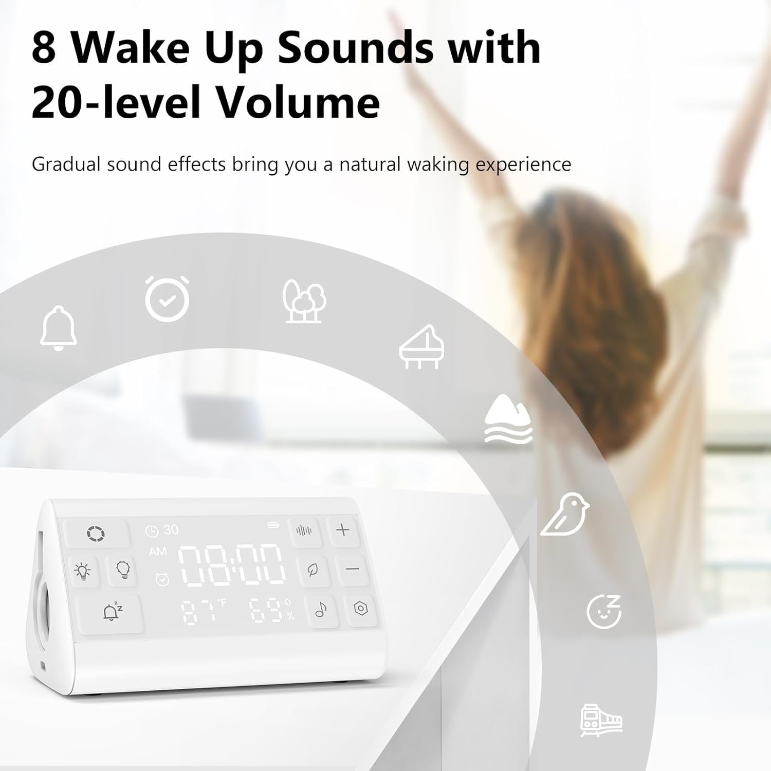 Soothing Sound Machine with Alarm Clock and Night Lights