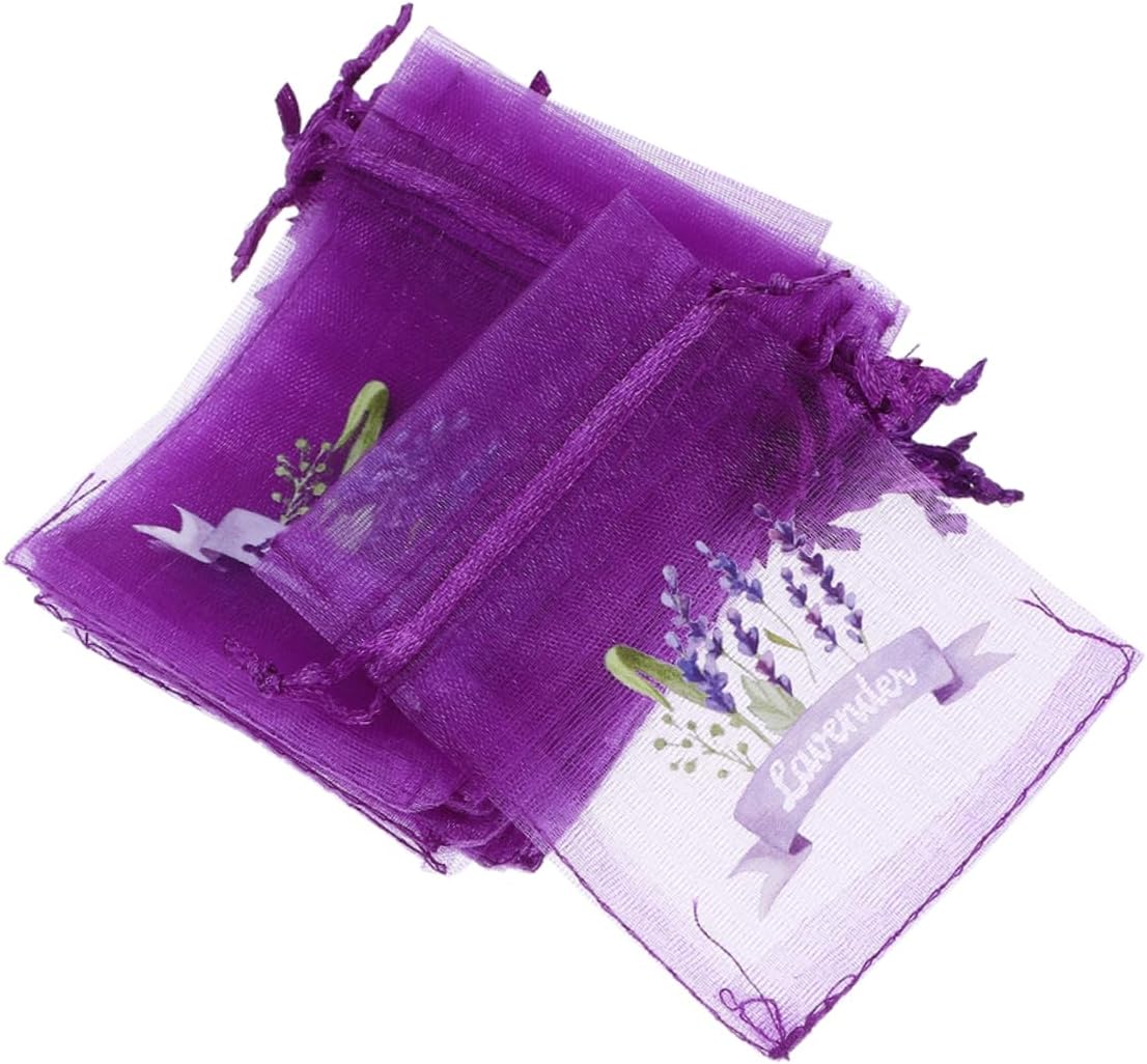 50pcs Lavender Organza Drawstring Bags for Dried Herbs Jewelry Wedding Favors