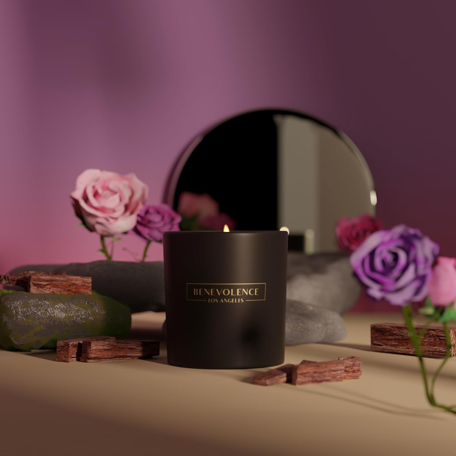Benevolence LA Rose Sandalwood Aromatherapy Candle