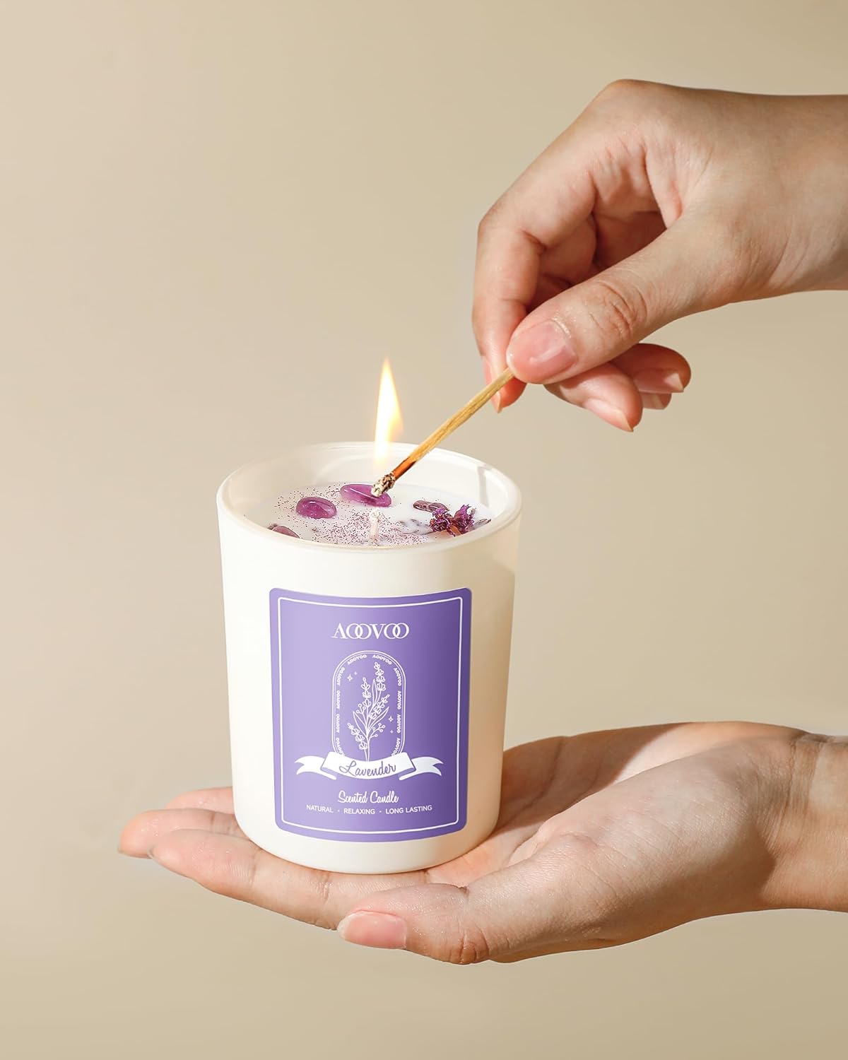 AOOVOO Lavender Candles Set for Women 4 Pack