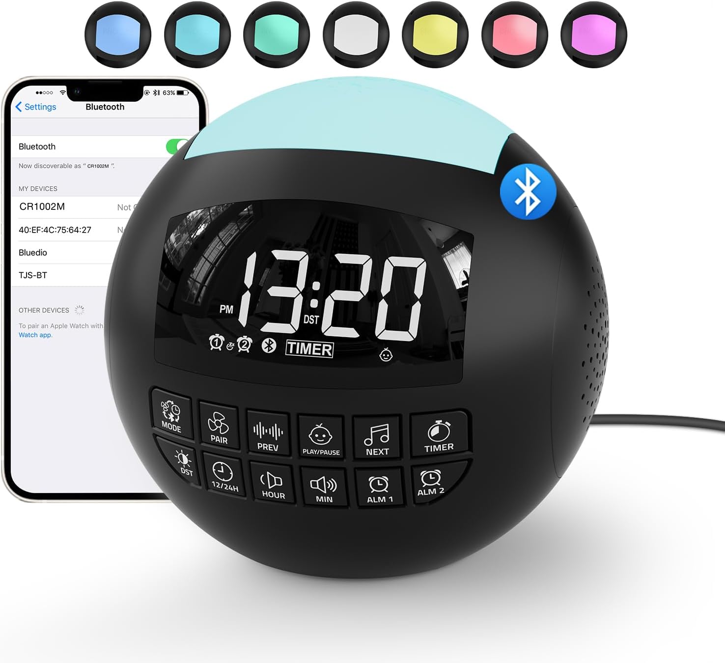 ROCAM 5-in-1 White Noise Machine with Bluetooth and Night Light