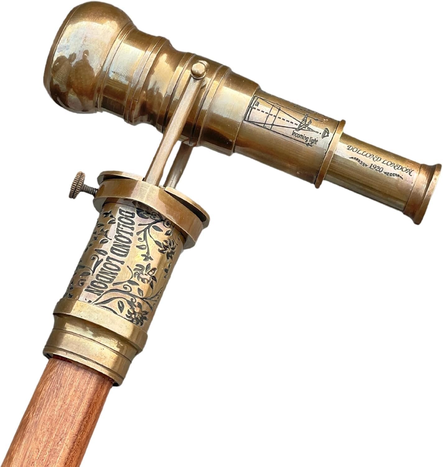 Steampunk Walking Stick with Telescope Compass