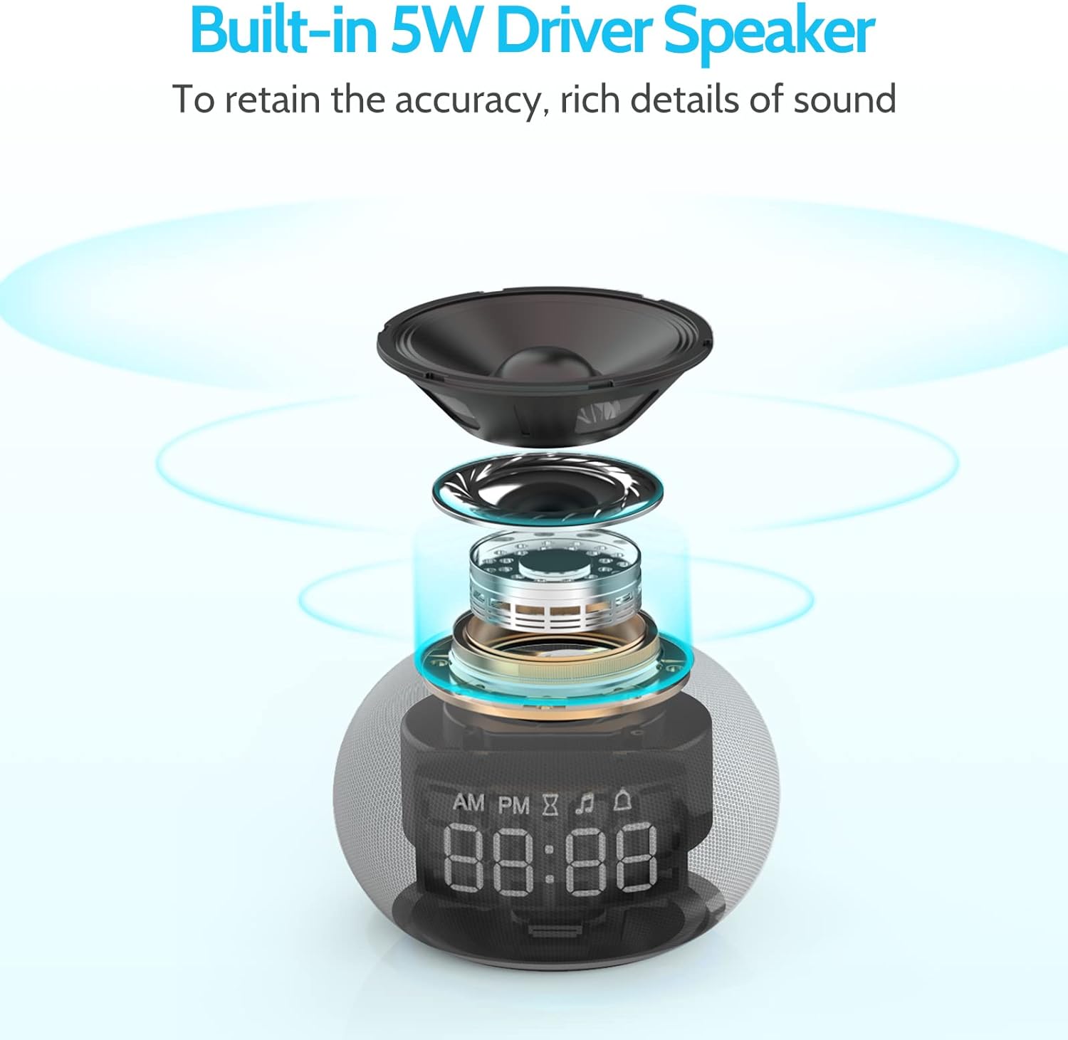 Reacher Auto-Dimmable Sound Machine Alarm Clock with Night Light