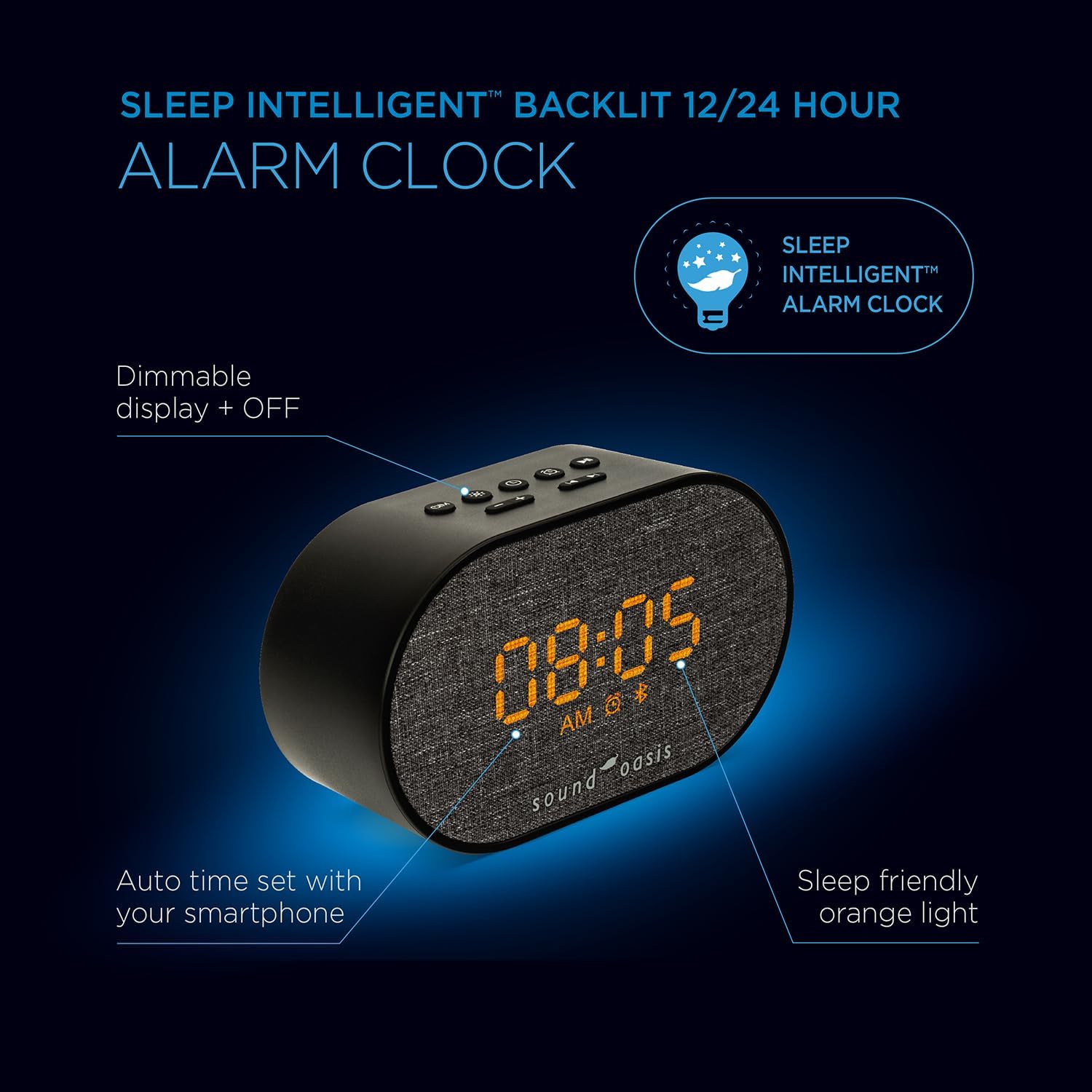 Sound Oasis Bluetooth Sleep Therapy System with Alarm Clock