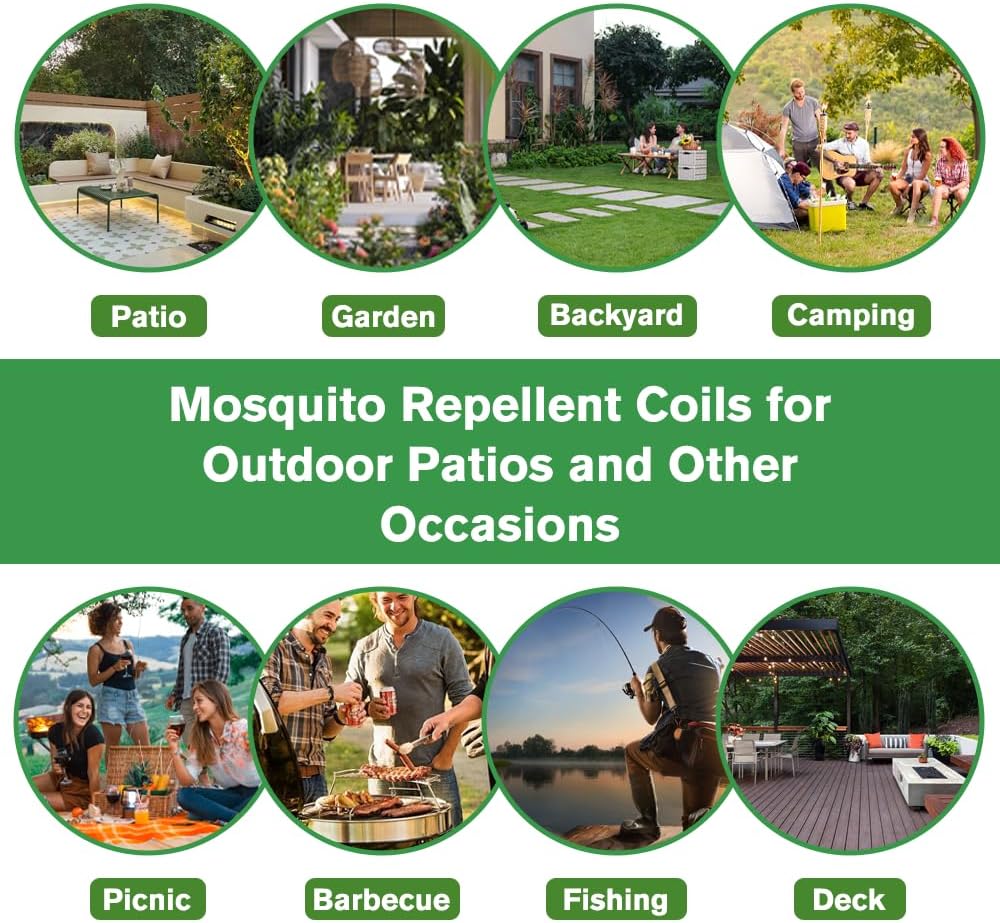 24 Mosquito Coils with 6 Metal Stands for Outdoor Use