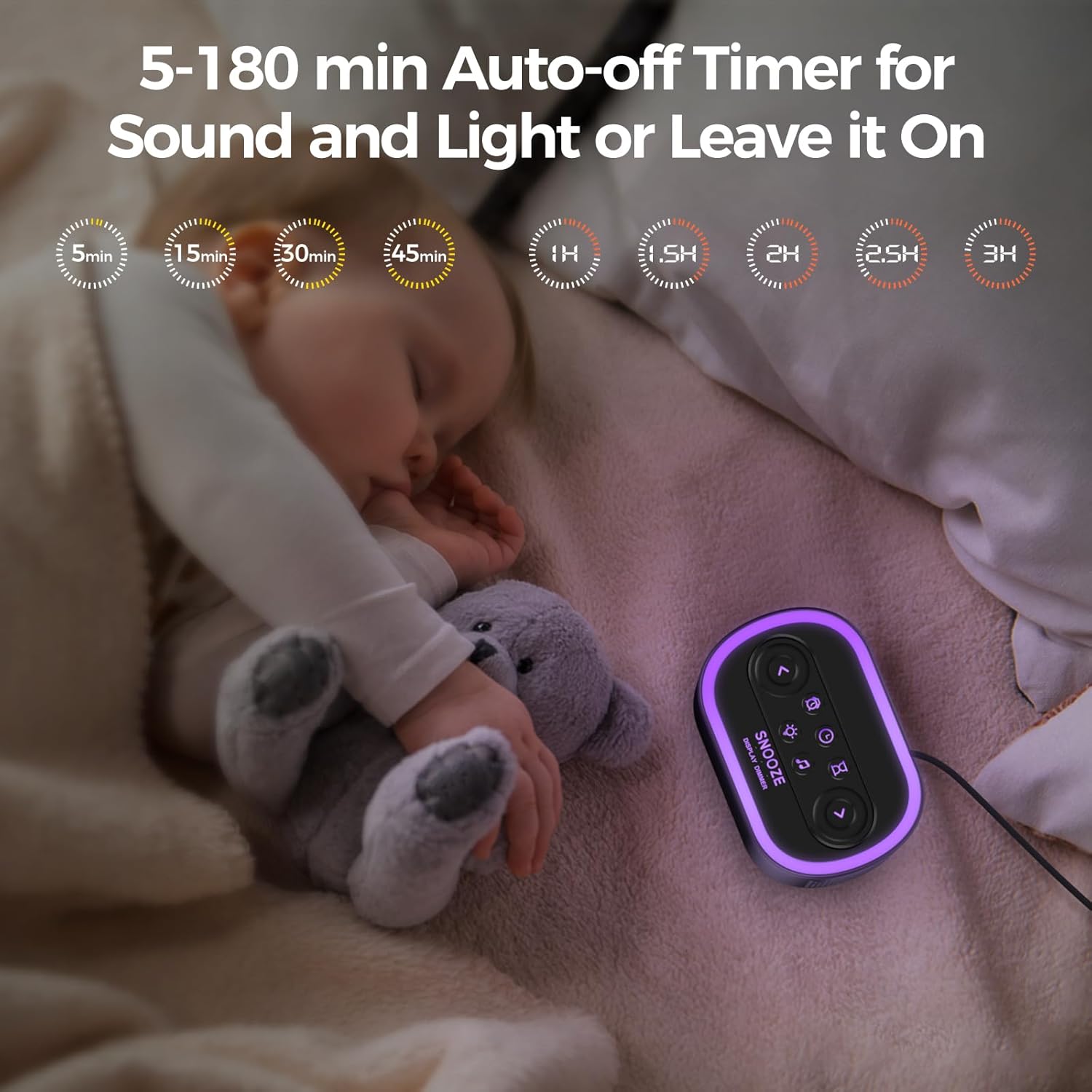 Reacher Digital Alarm Clock with White Noise and Night Light