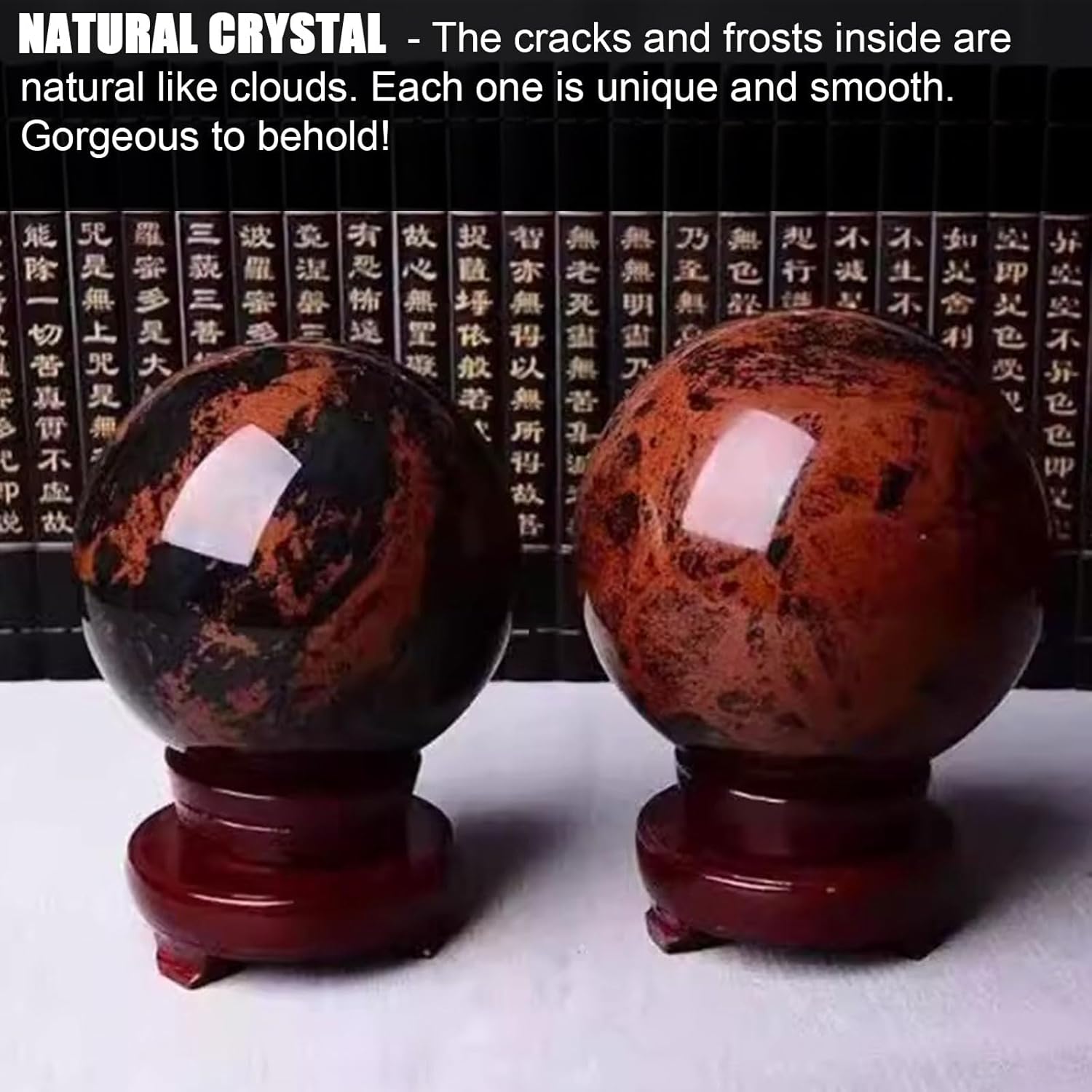 Red Obsidian Sphere with Stand for Feng Shui and Meditation