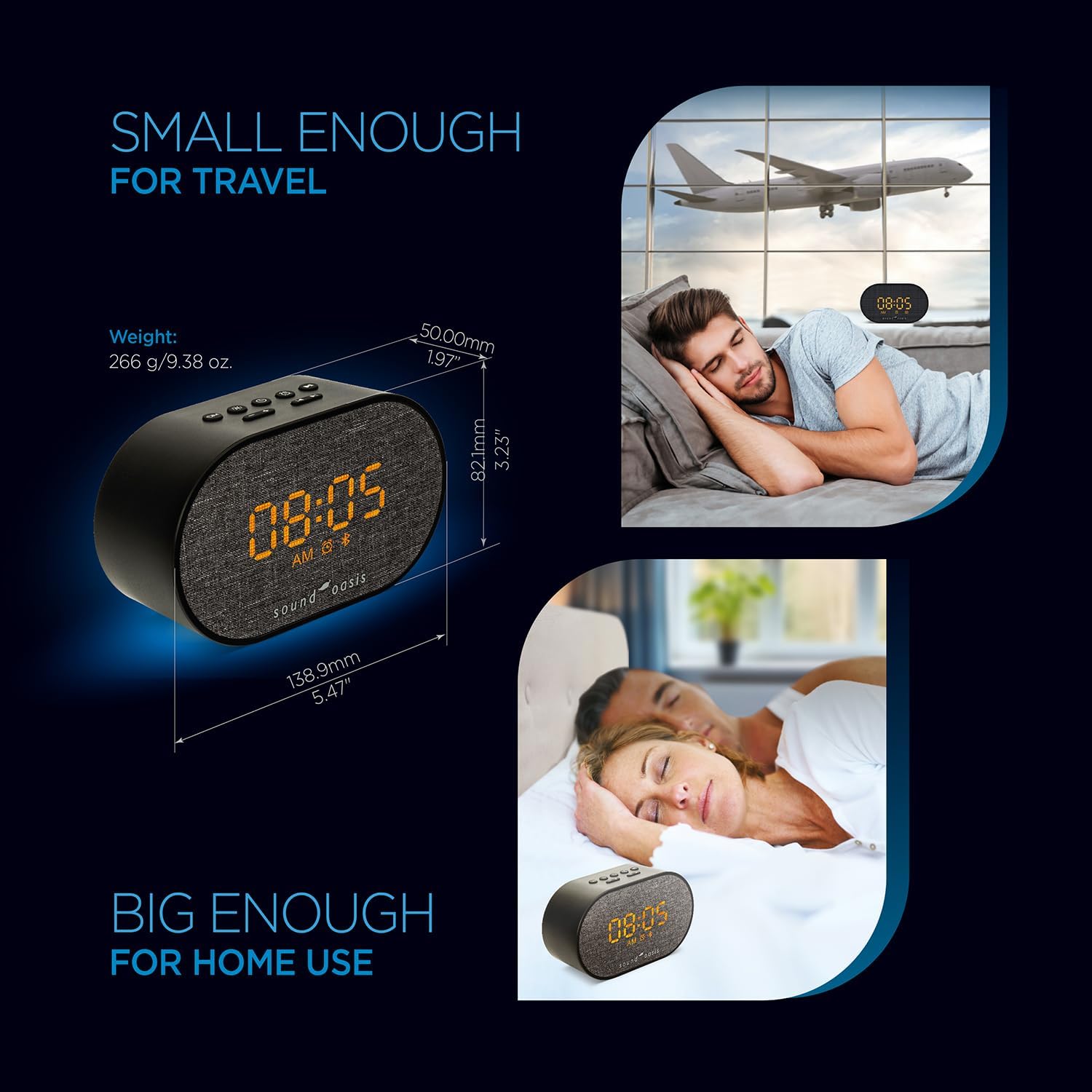 Sound Oasis Bluetooth Sleep Therapy System with Alarm Clock