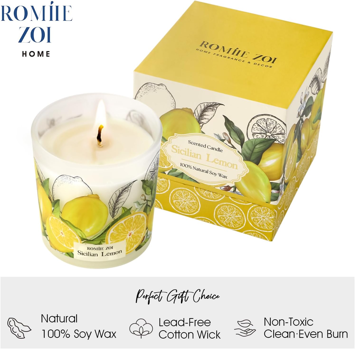 Sicilian Lemon Scented Candle 6oz Aromatherapy Jar