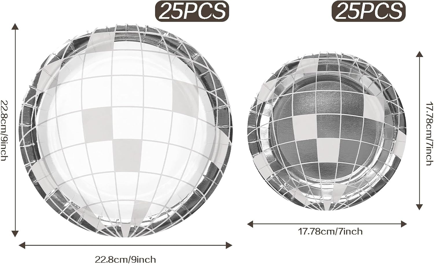 LeZakaa 50Pcs Disco Ball Paper Plates Set
