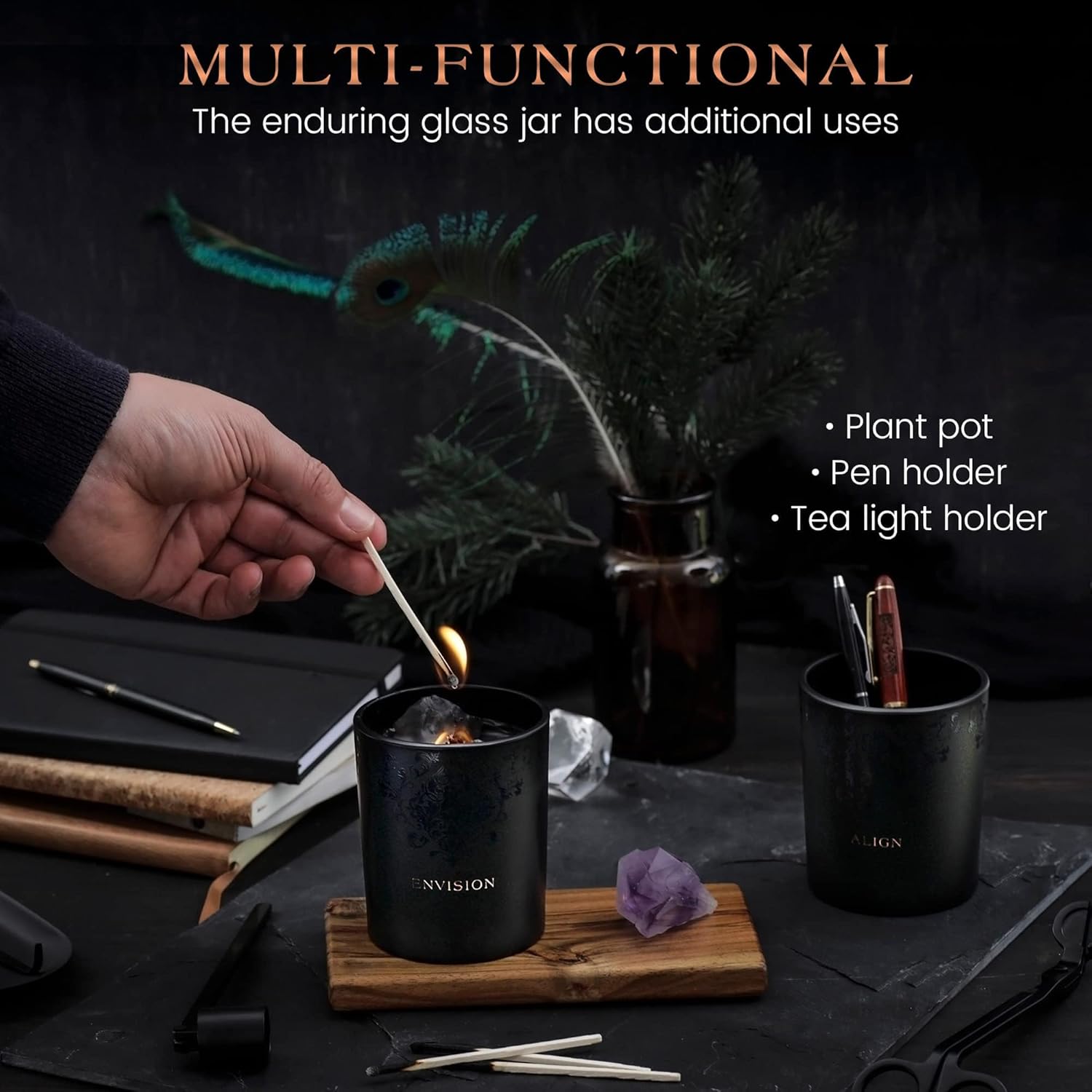 Deep Eden Scented Candle with Crystal 74 Oz Black