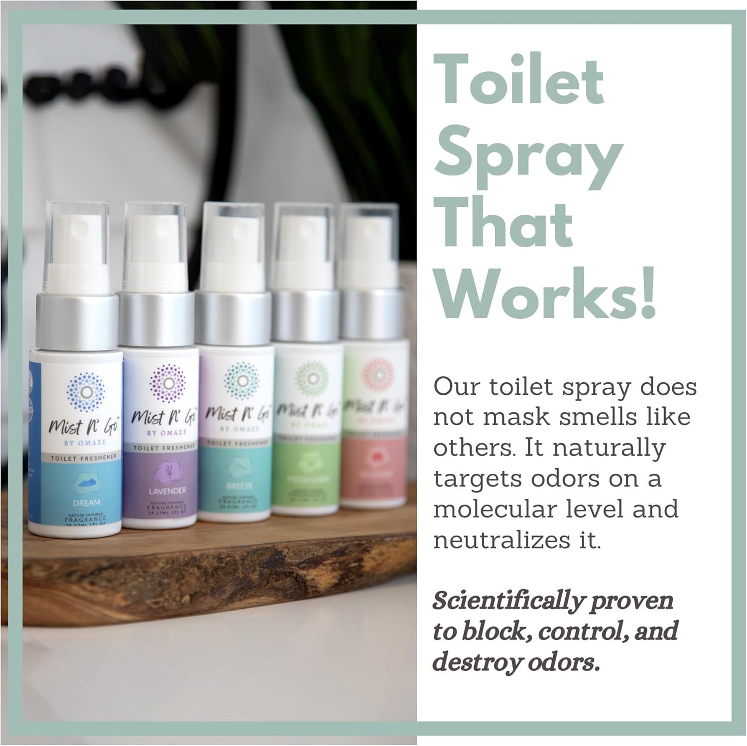 Mist N Go Travel Toilet Spray Air Freshener 1oz x5