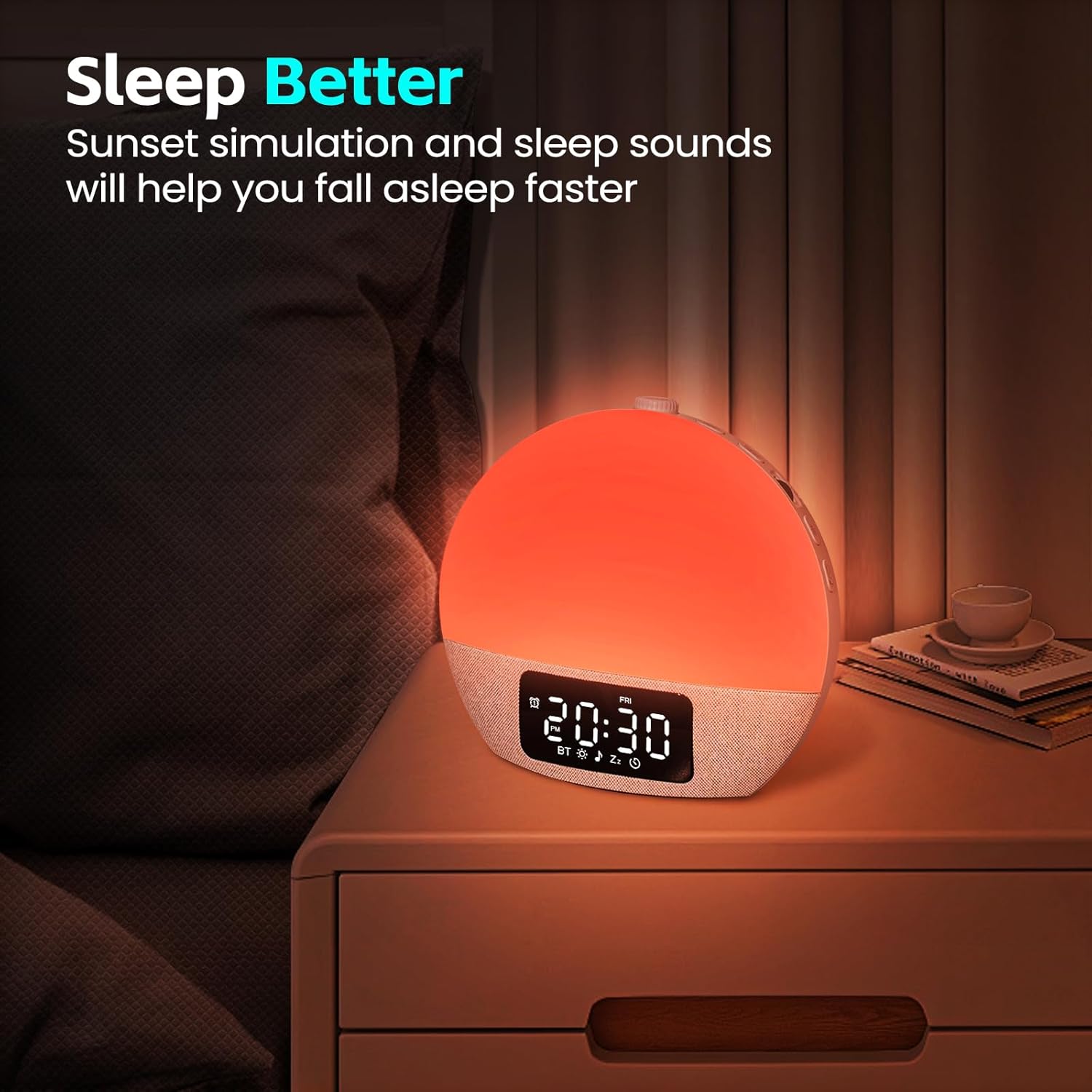 Sunrise Alarm Clock with White Noise and Night Lights