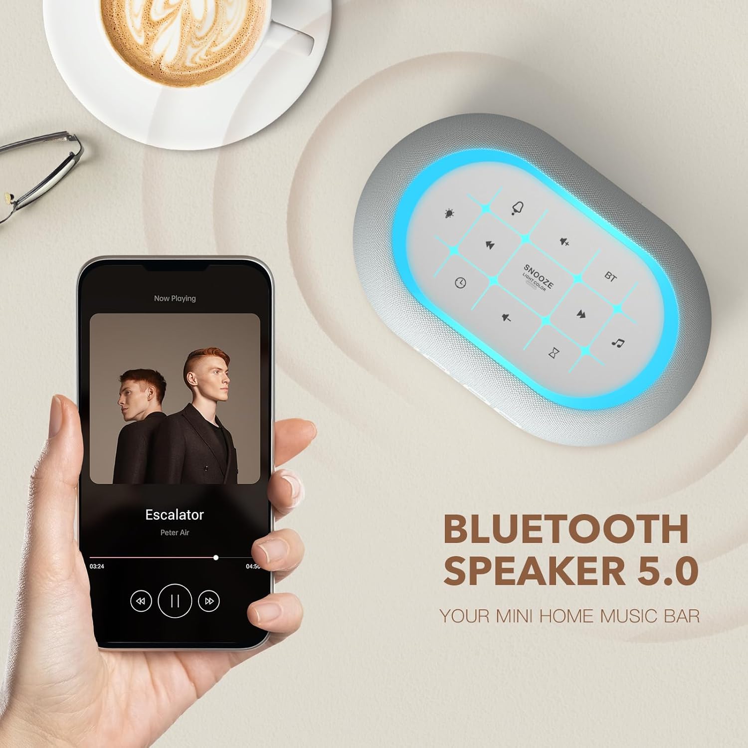 ANJANK White Noise Alarm Clock with Bluetooth Speaker and Night Light
