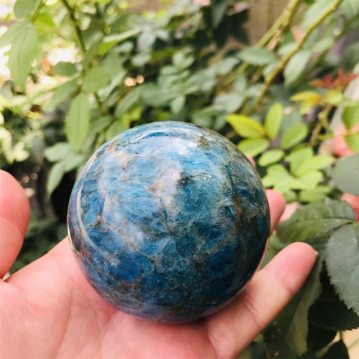 Large Natural Quartz Crystal Sphere Blue Apatite 60MM-70MM 1PC