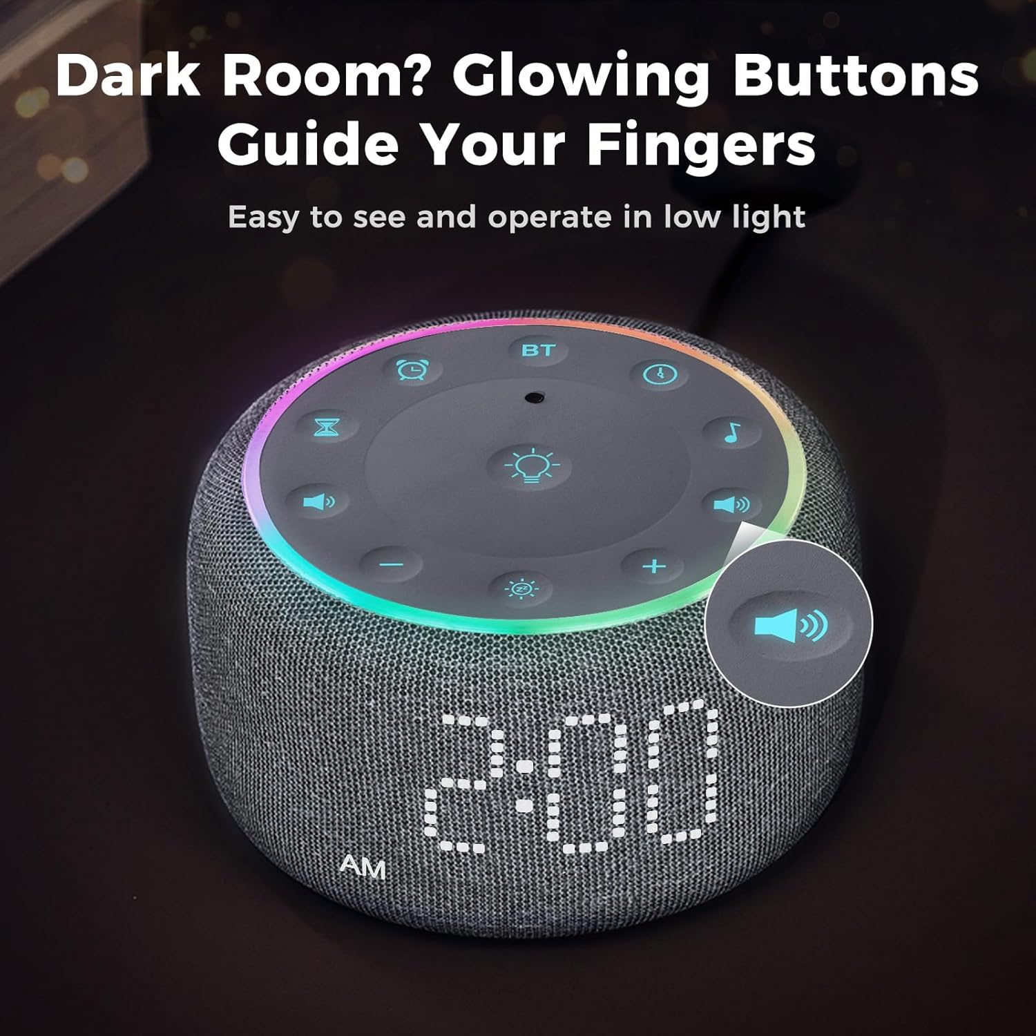 White Noise Machine Alarm Clock with 5W Speaker and 24 Sleep Sounds