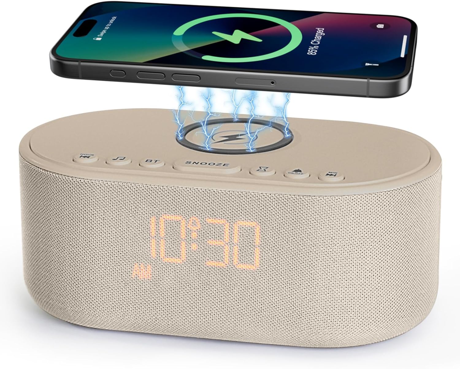 Odokee Sound Machine Alarm Clock with Bluetooth Speaker and Wireless Charging
