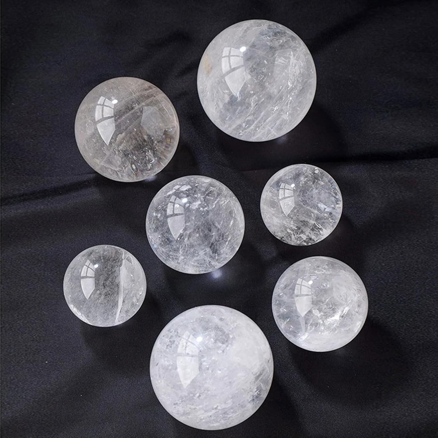 Clear Quartz Crystal Ball with Stand 7cm Natural White Stone Sphere