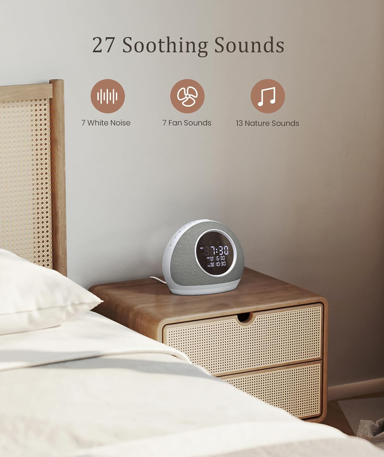 Dreamegg Sound Machine Alarm Clock with 27 Sounds and 9 Night Lights