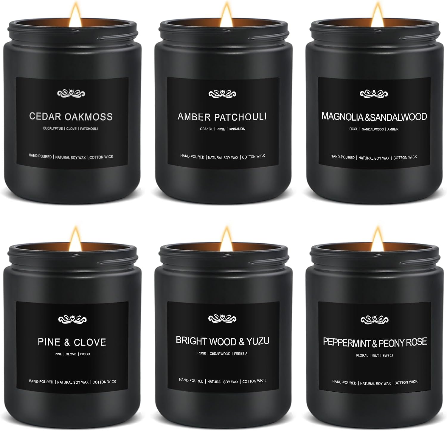 6 Pack Men Scented Candles Aromatherapy Gift Set