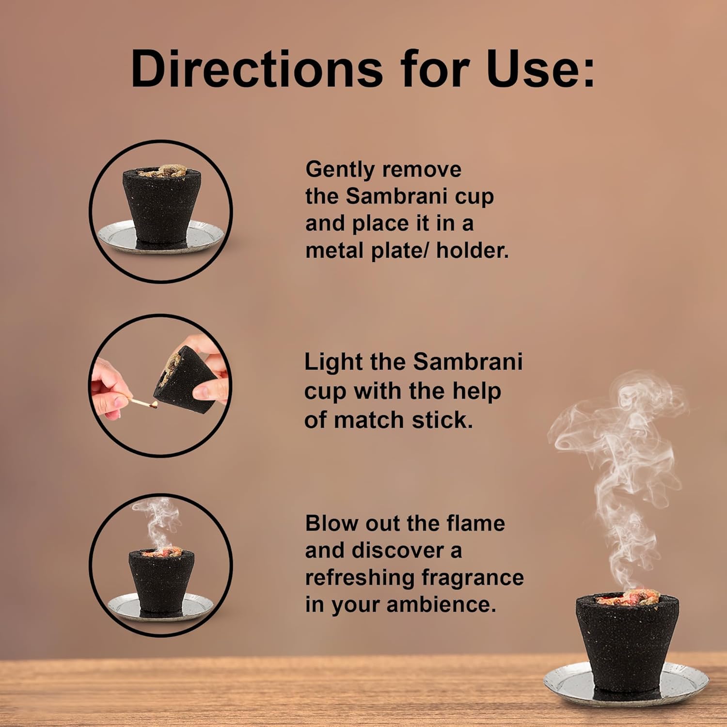 Shubhkart 12 Pcs Premium Sambrani Dhoop Cup Black