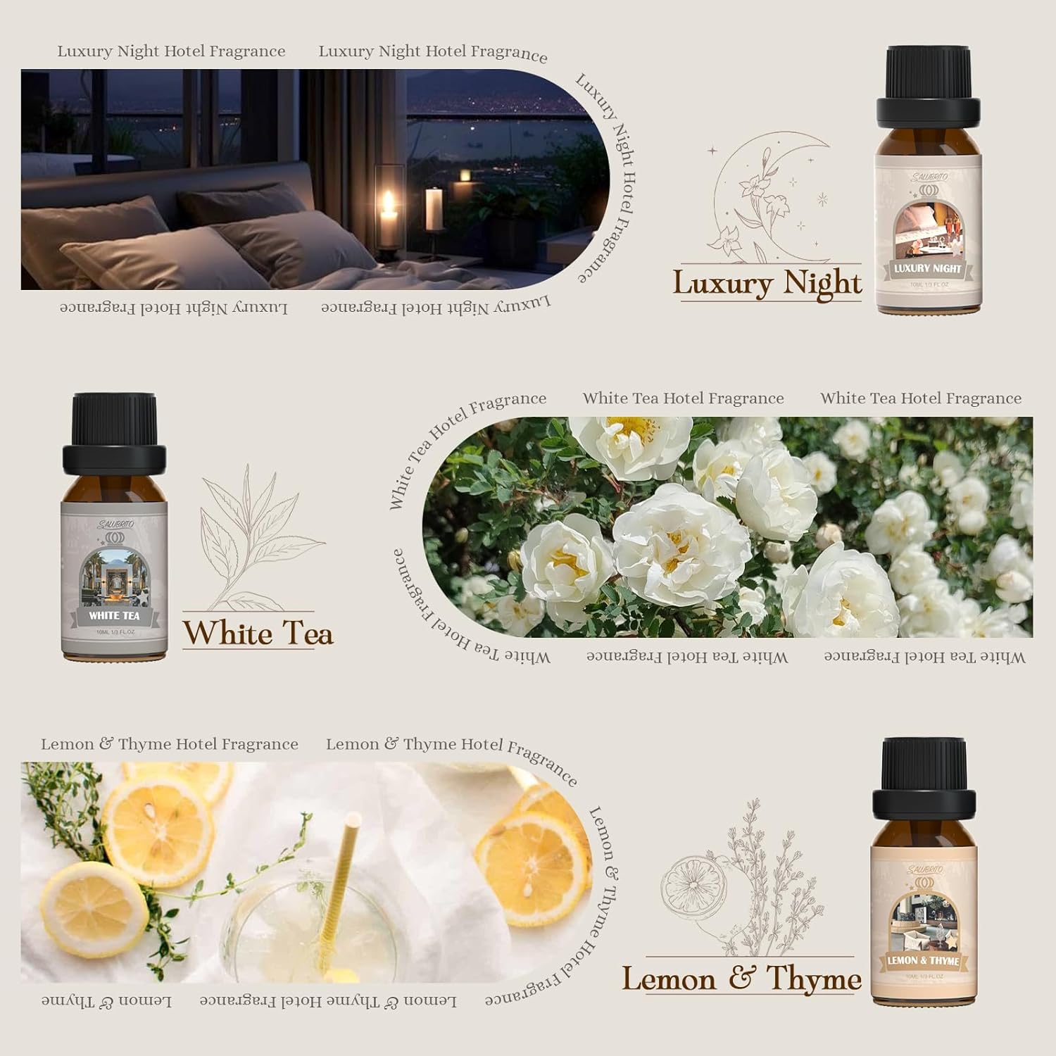 SALUBRITO Luxury Essential Oil Set with 6 Unique Scents