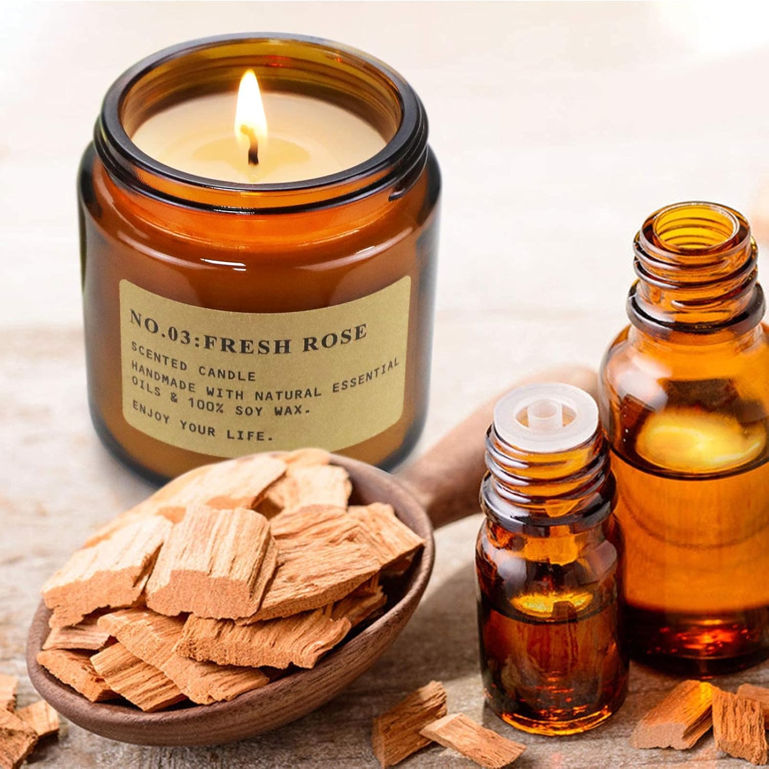 YFYTRE 4 Pack Scented Soy Wax Candles with Amber Glass Jars