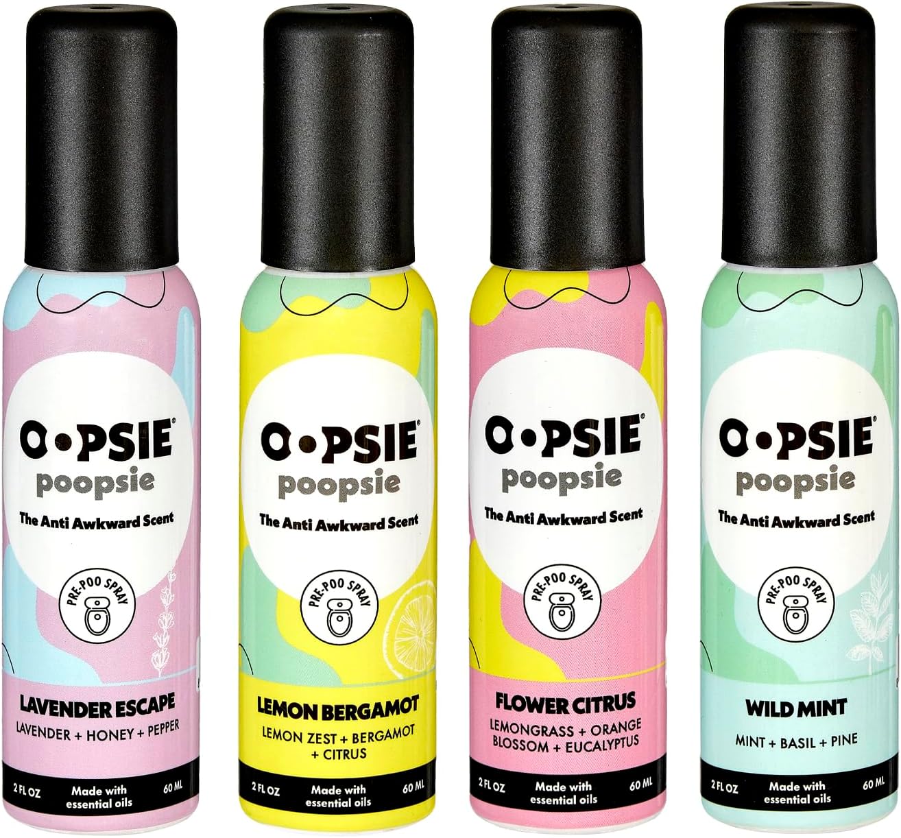 Oopsie Poopsie Toilet Spray - 4 Scents 2oz Travel Size
