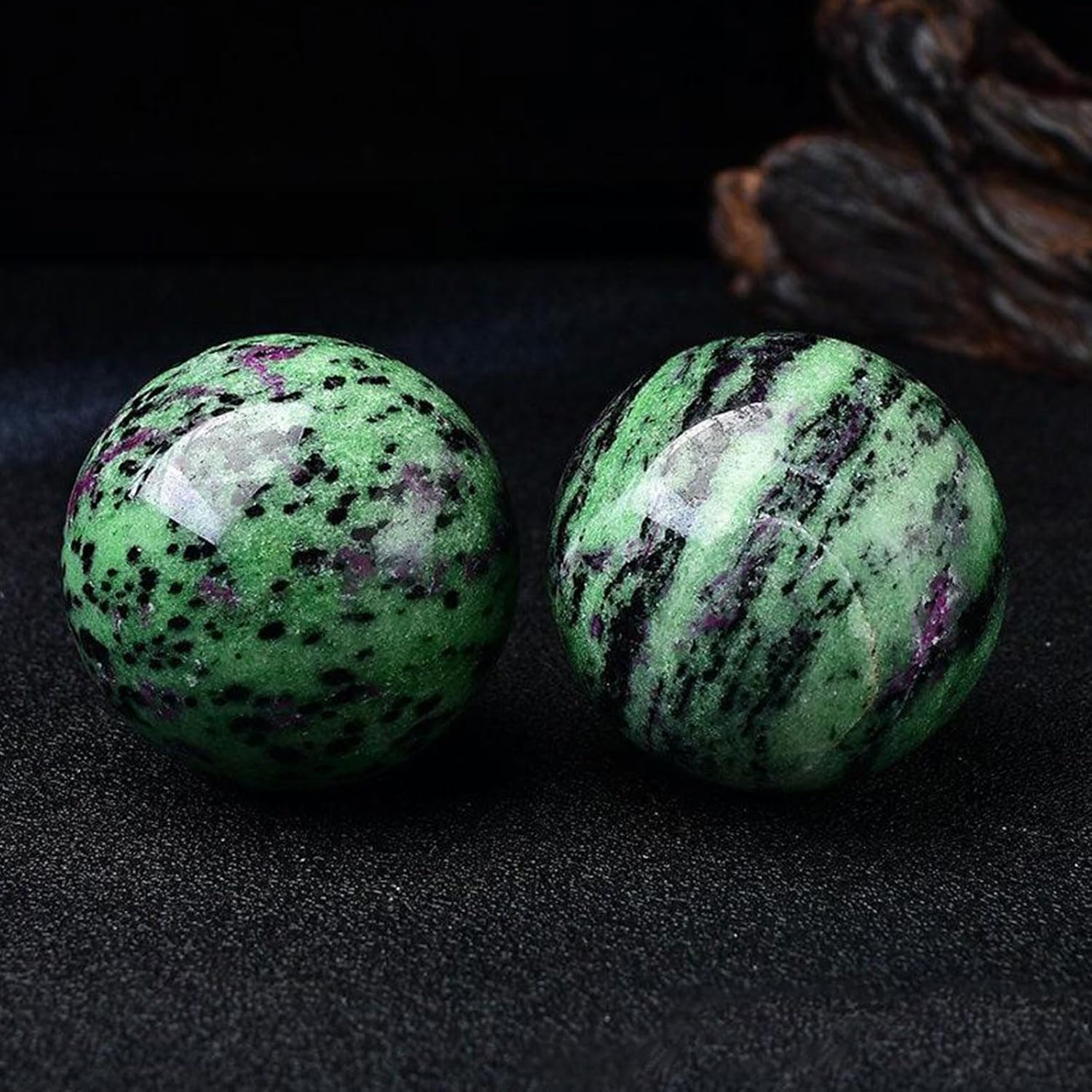 Natural Ruby Zoisite Healing Crystal Ball with Stand