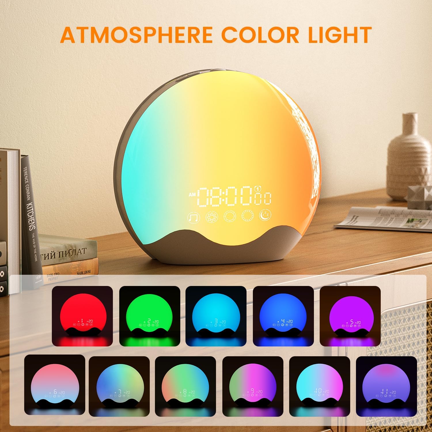 RICIAL Light Therapy Lamp with Dual Alarms and 10000 Lux Light
