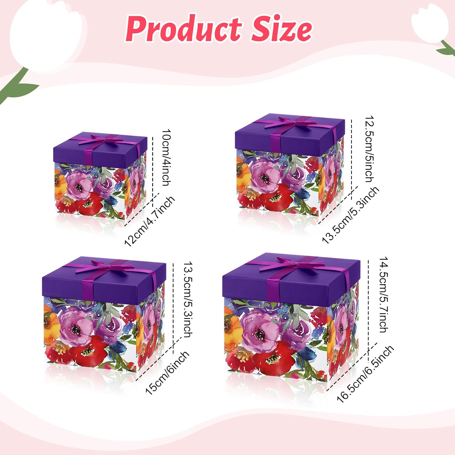 Cholemy 4PCs Retro Flower Gift Boxes with Lids