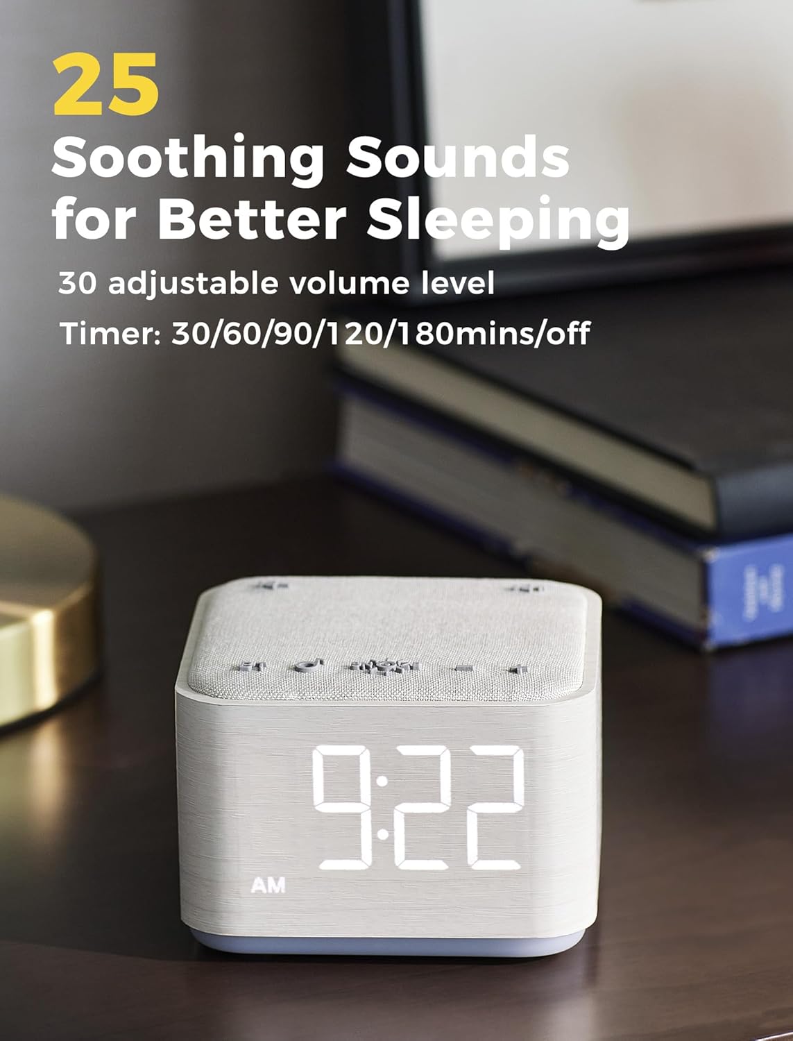 Mojikoo Sound Machine Alarm Clock with Bluetooth and Night Light